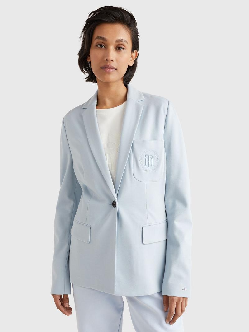 Női Tommy Hilfiger TH Embroidered Blazer Kék | HU 8TCE